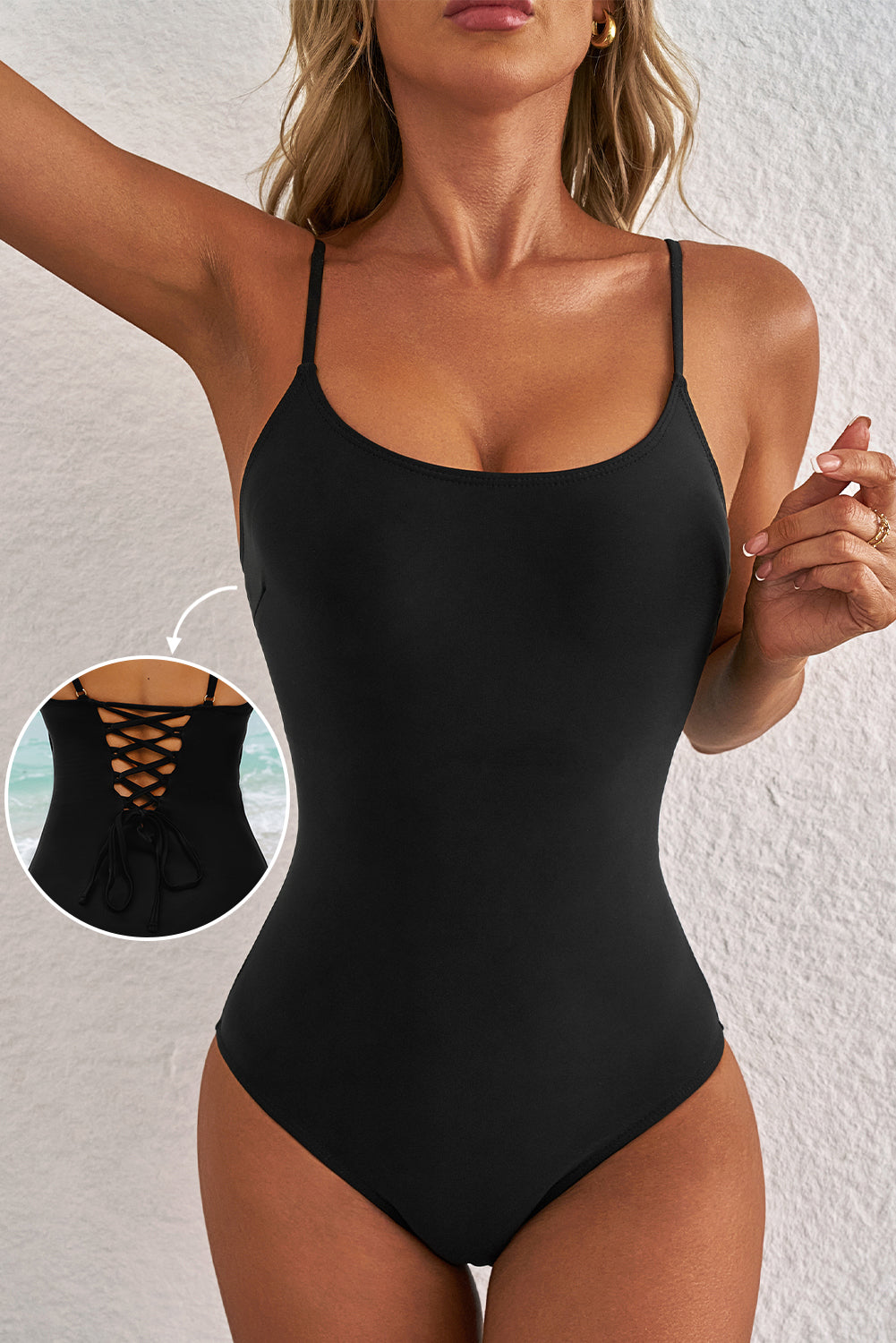 Maillot femme bretelles — noir