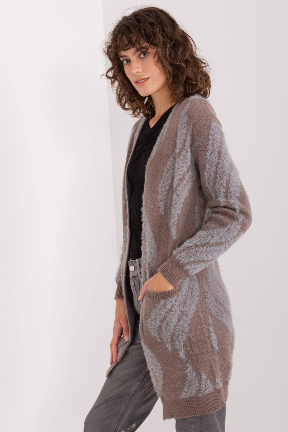Cardigan femme AT — brun