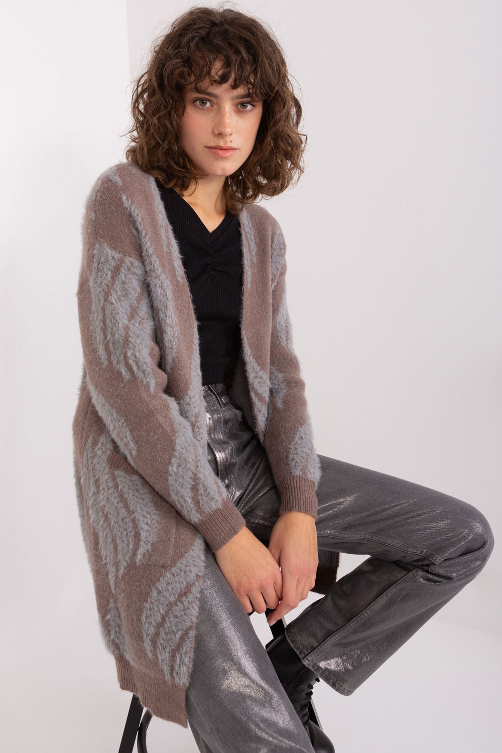 Cardigan femme AT — brun