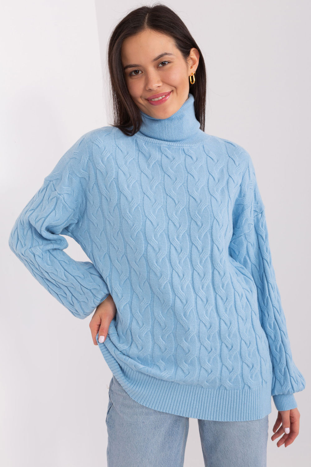 Pull femme AT Col Roulé Col — bleu