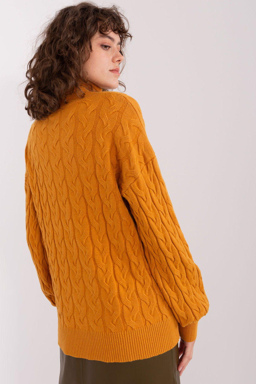 Pull femme AT Col Roulé Col — jaune
