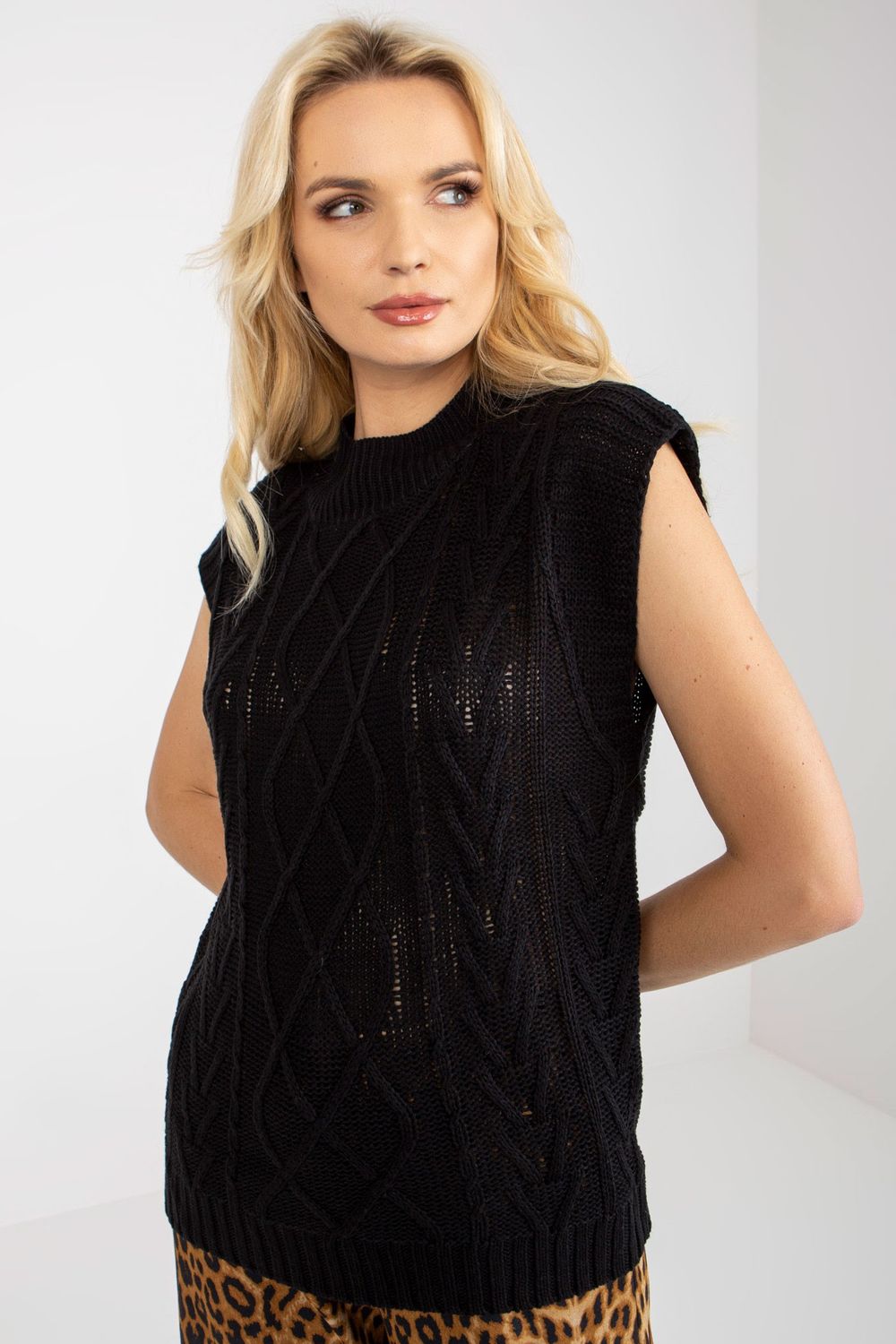 Pull femme Sublevel Gilet Gilet — noir