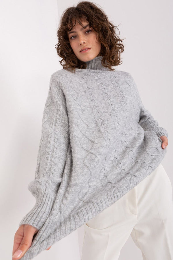 Pull femme AT Col Roulé Col — gris