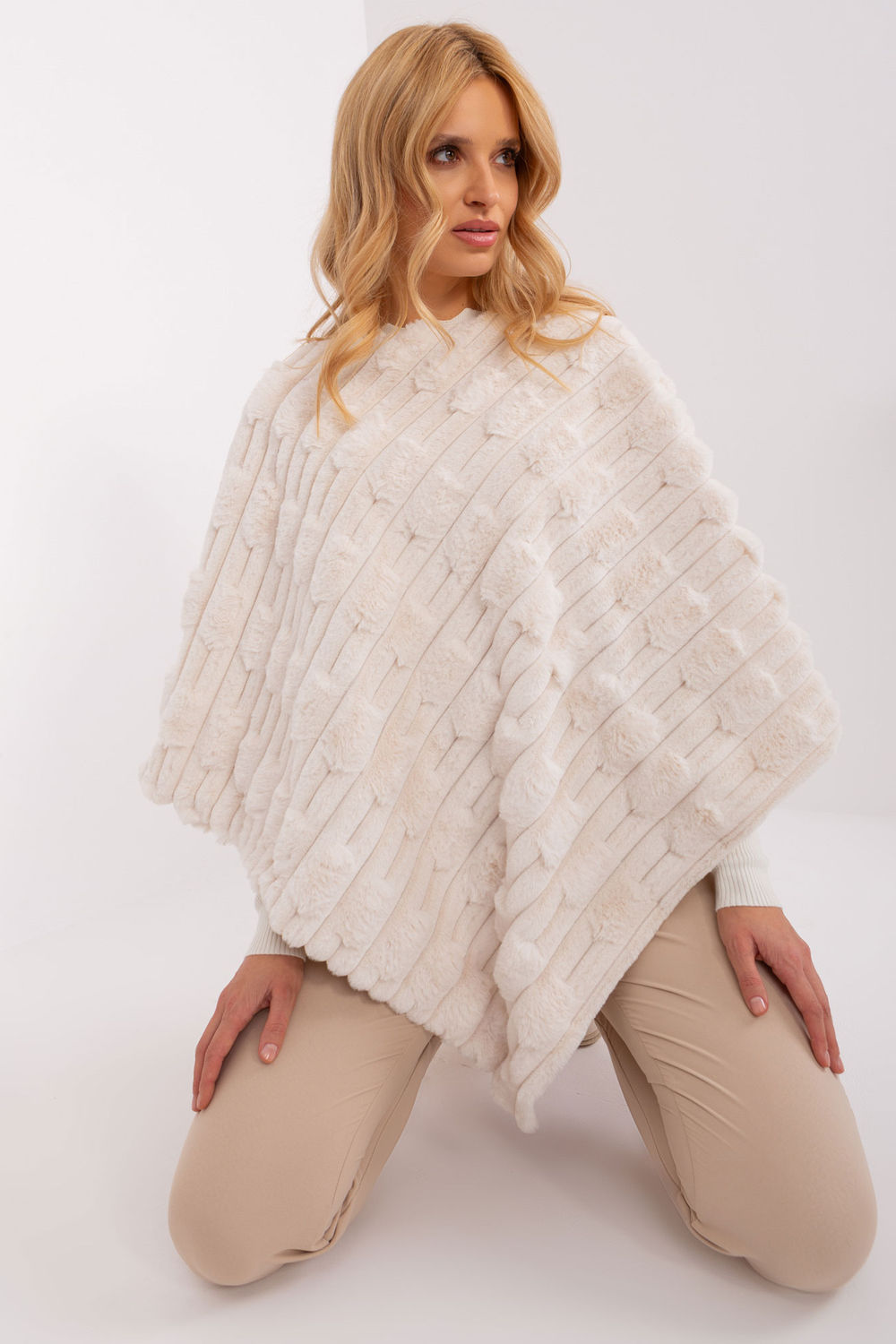 Poncho femme AT — beige