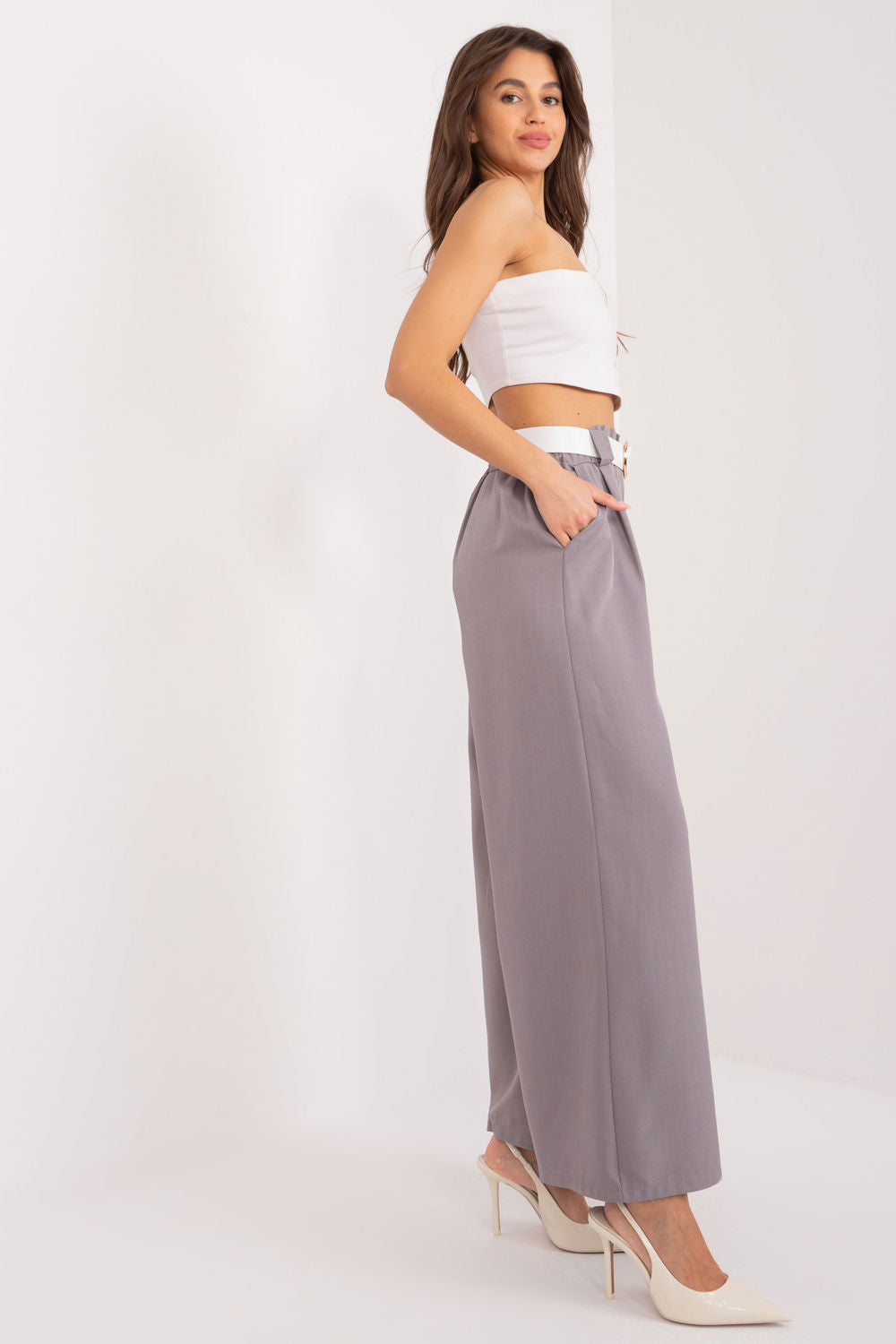 Chaussures à talons femme Italy Moda Pantalon Pantalon — gris