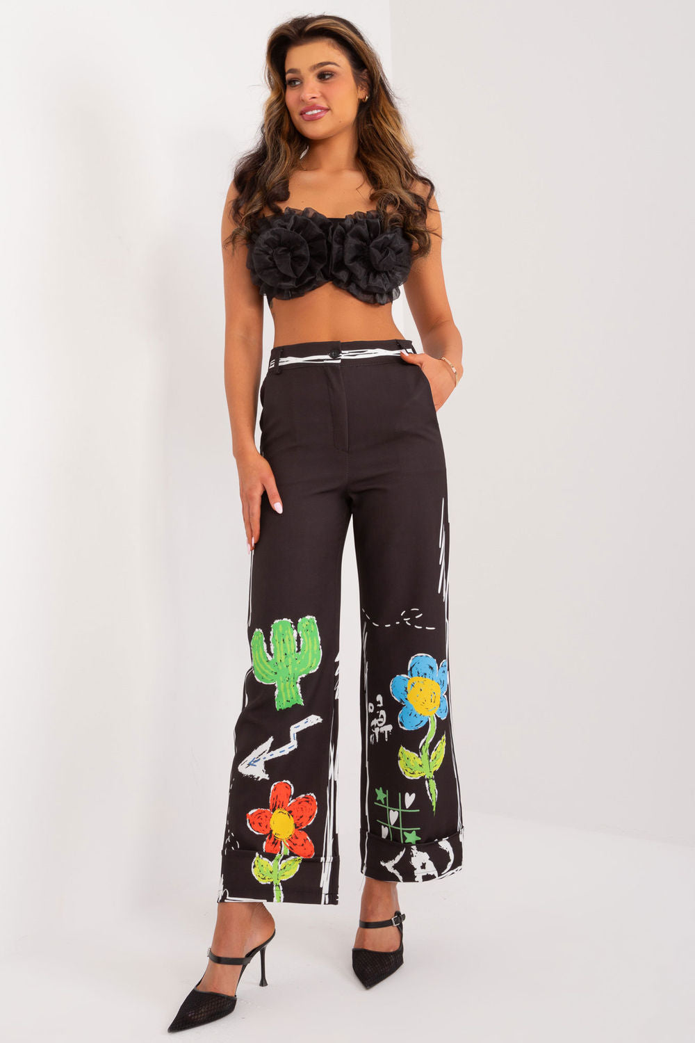 Chaussures à talons femme Italy Moda Pantalon Pantalon — noir