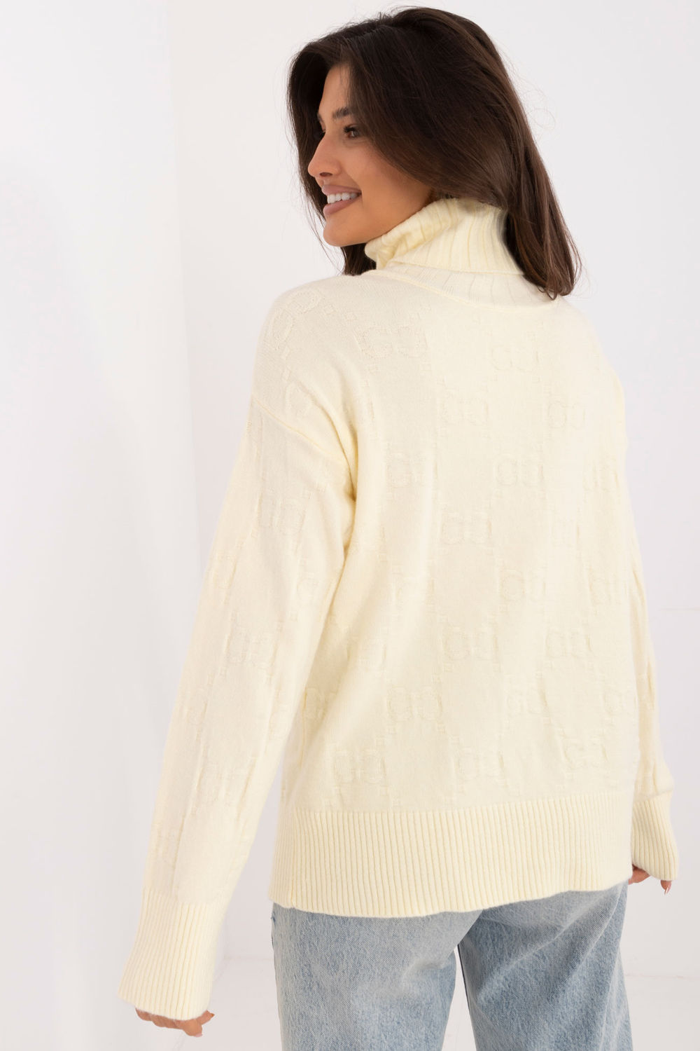 Pull femme AT Col Roulé Col — jaune