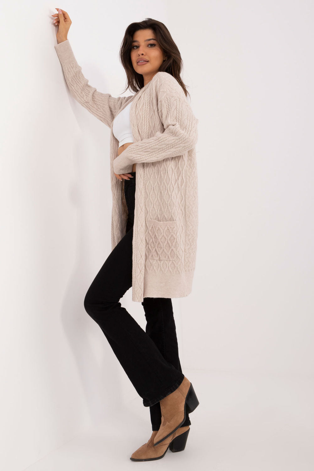 Cardigan femme AT — beige