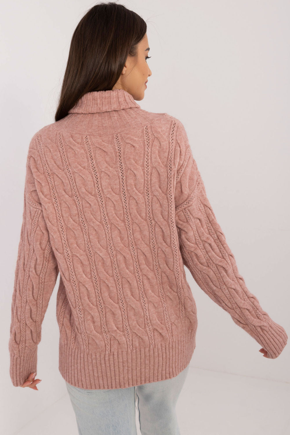 Pull femme AT Col Roulé Col — rosé