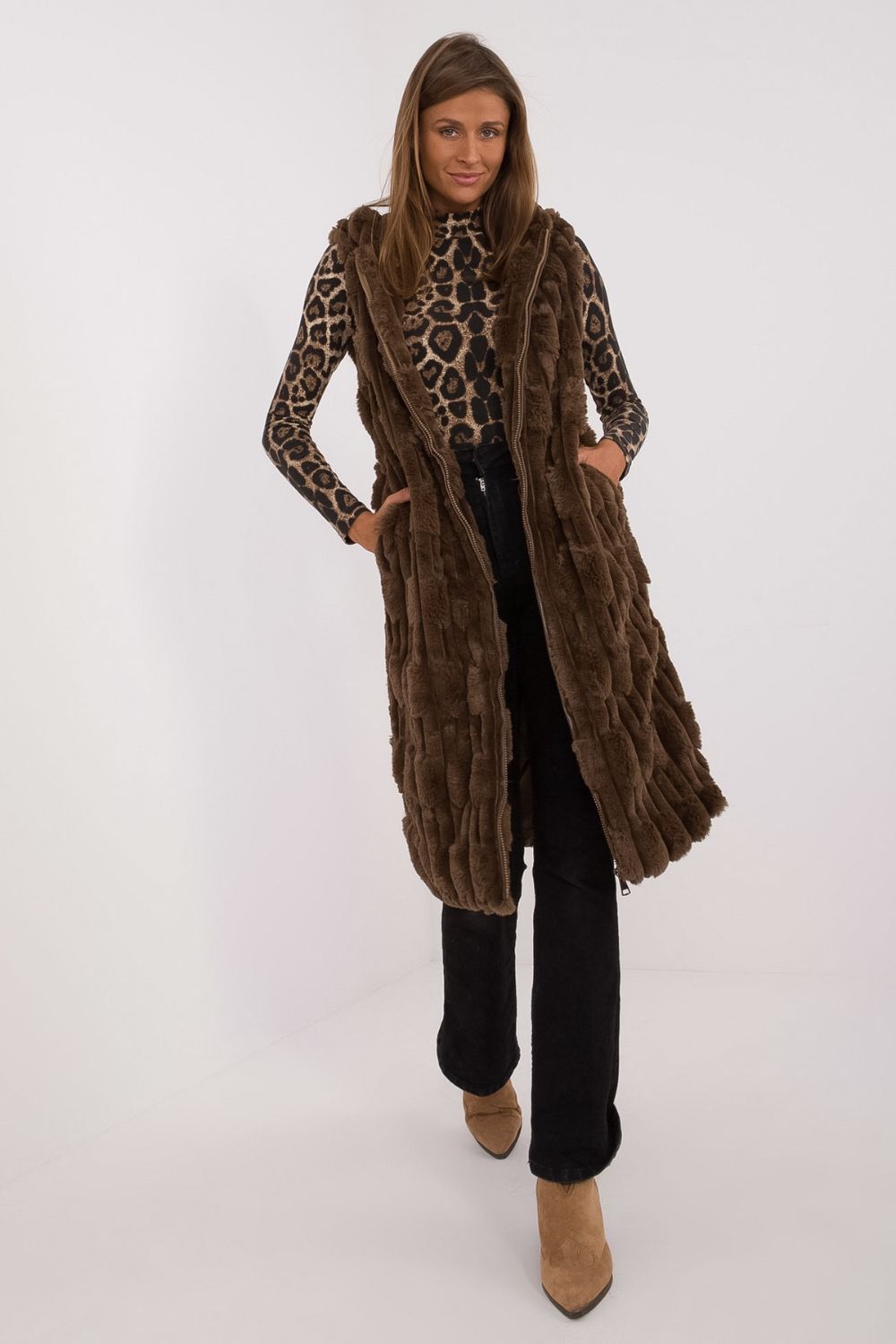 Gilet femme AT — brun