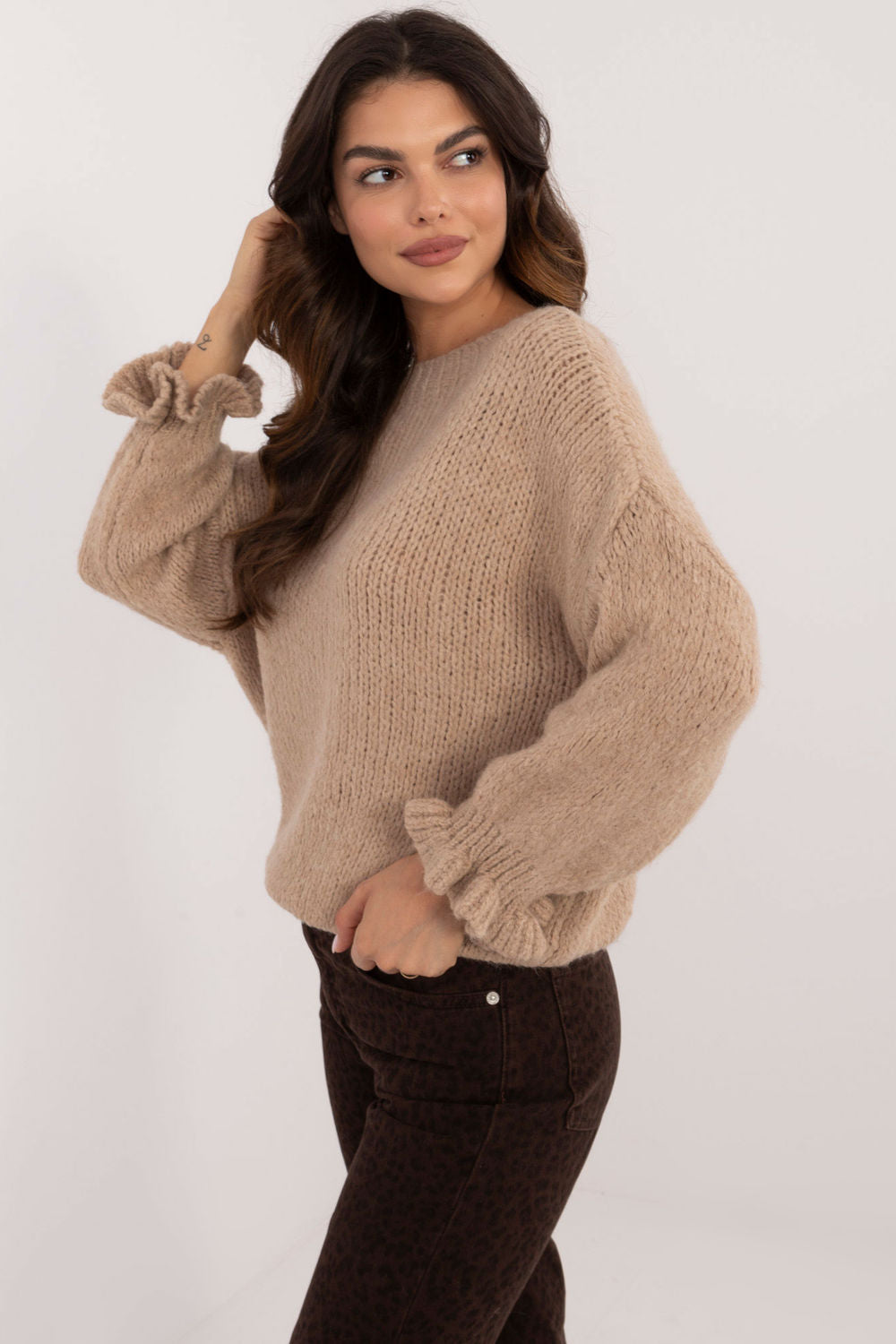 Pull femme Italy Moda Chandail Chandail — beige