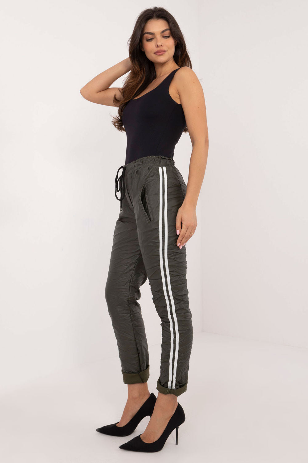 Chaussures à talons femme Italy Moda Pantalon Pantalon — vert