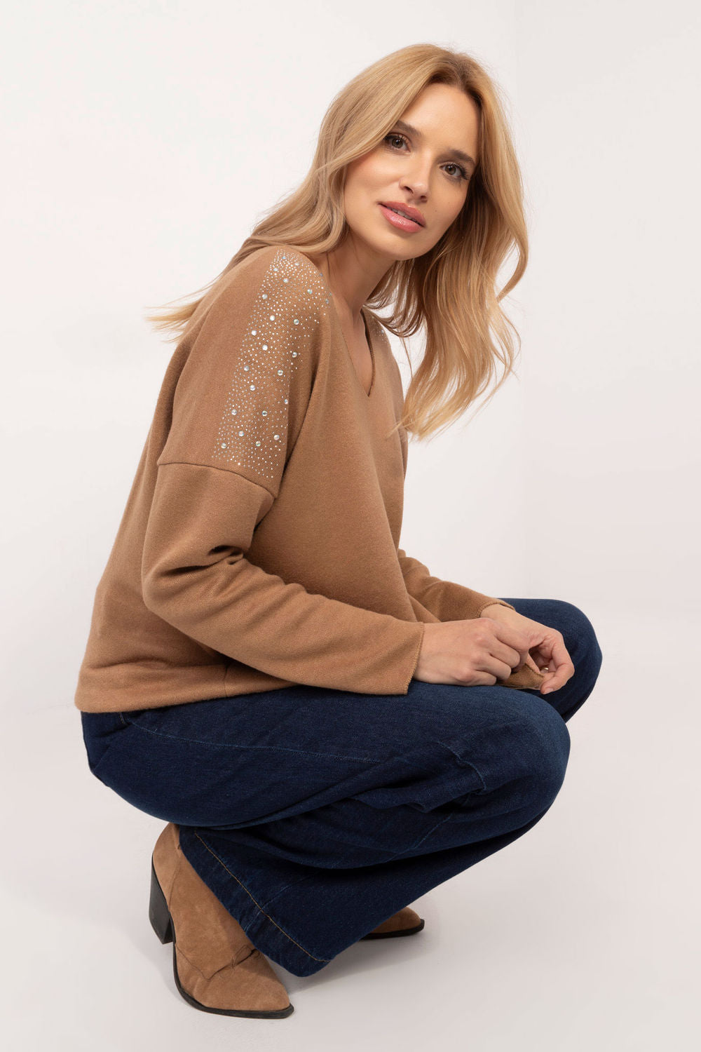 Pull femme Italy Moda Chandail Chandail — brun