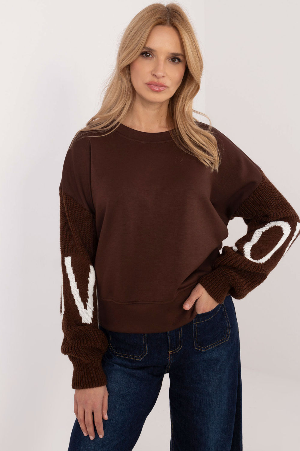 T-shirt femme Italy Moda Sweatshirt Sweatshirt — brun