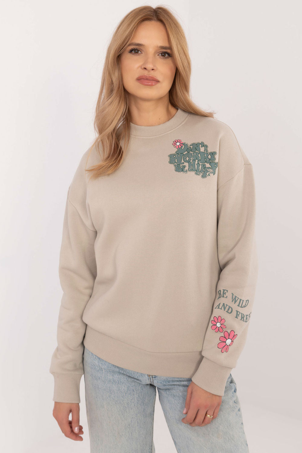 T-shirt femme Sublevel Sweatshirt Sweatshirt — beige
