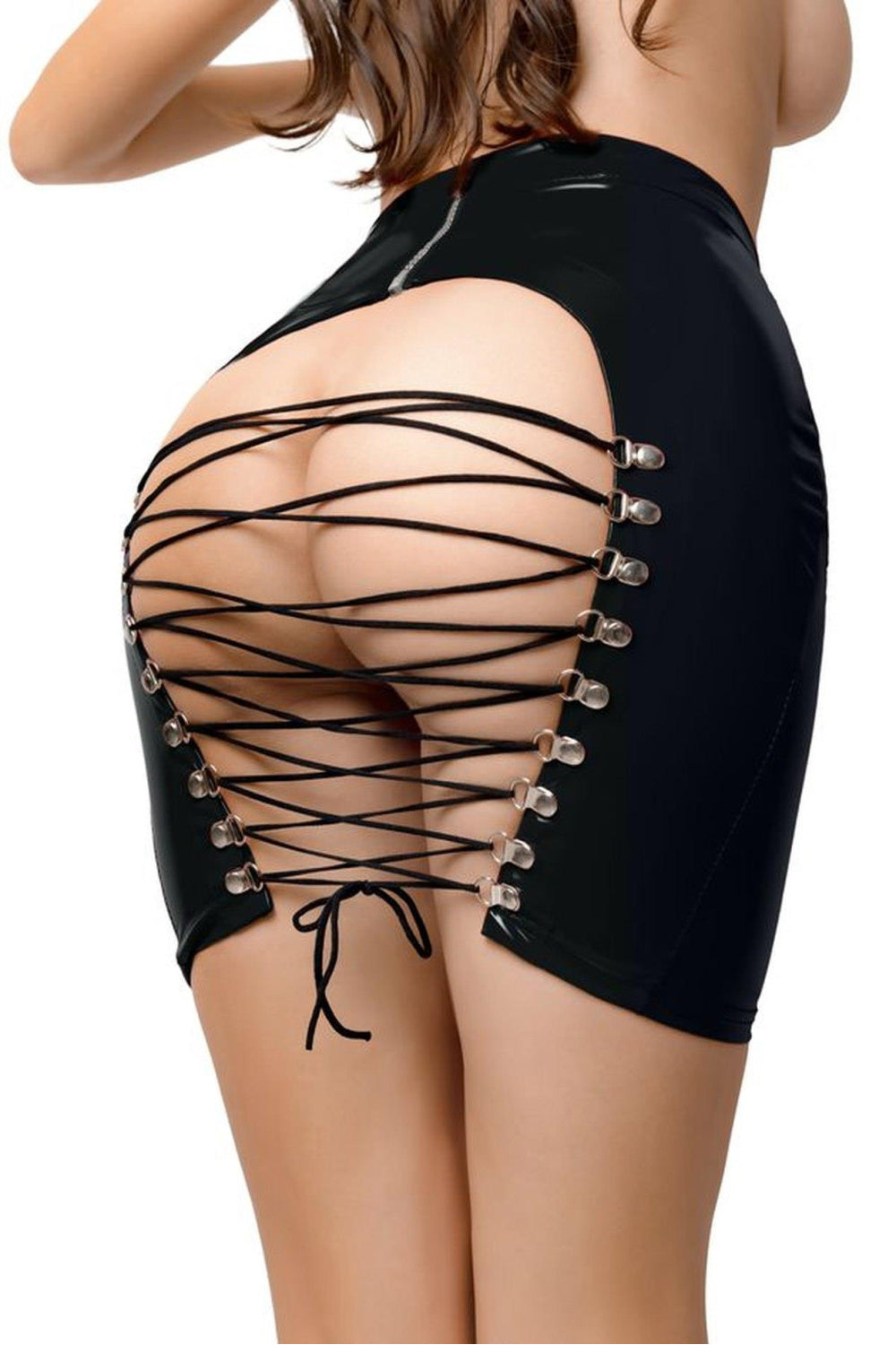 Nuisette femme Glossy Jupe Sexy Jupe — noir