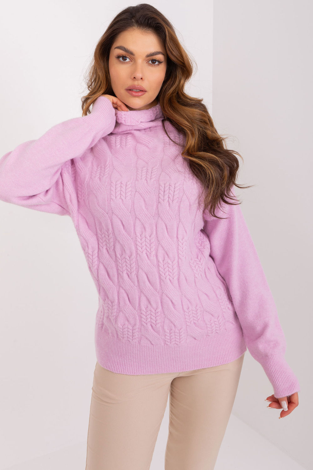 Pull femme AT Col Roulé Col — violet