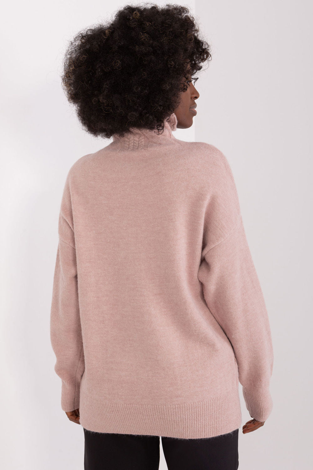 Pull femme AT Col Roulé Col — rosé