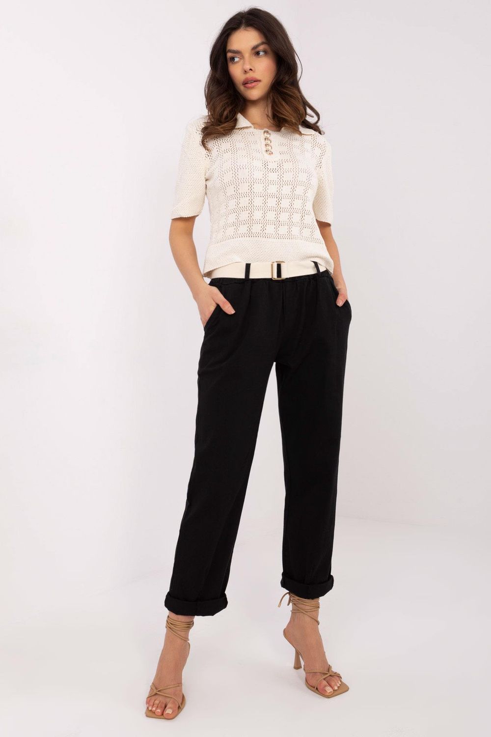 Chaussures à talons femme Italy Moda Pantalon Pantalon — noir