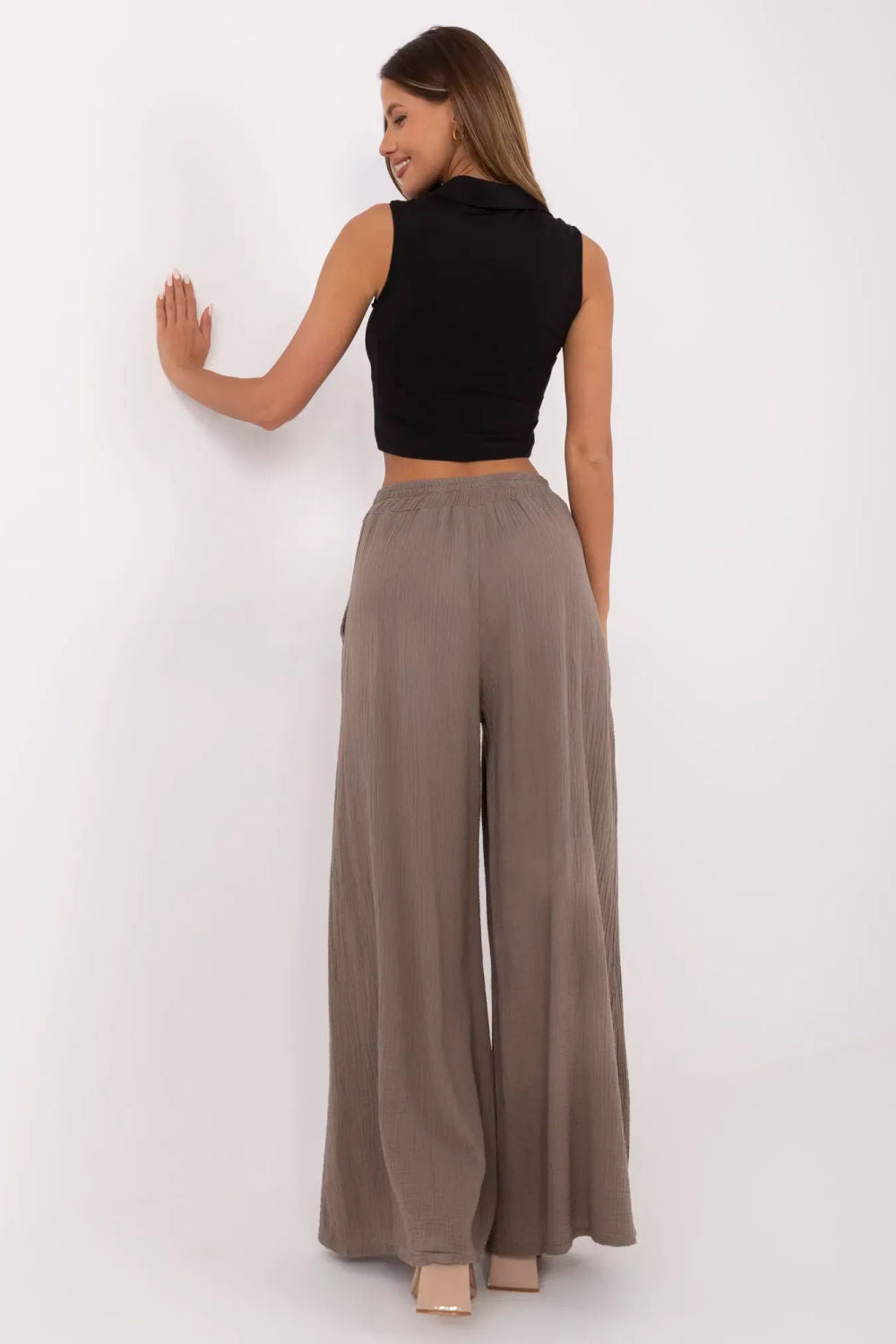 Chaussures à talons femme Italy Moda Pantalon Pantalon — brun