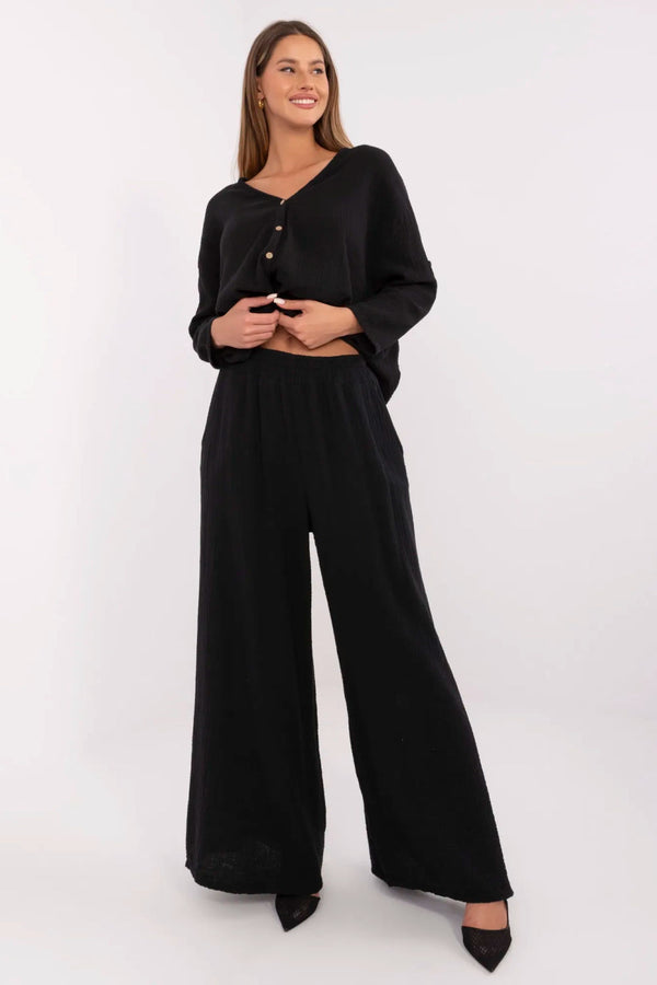 Chaussures à talons femme Italy Moda Pantalon Pantalon — noir