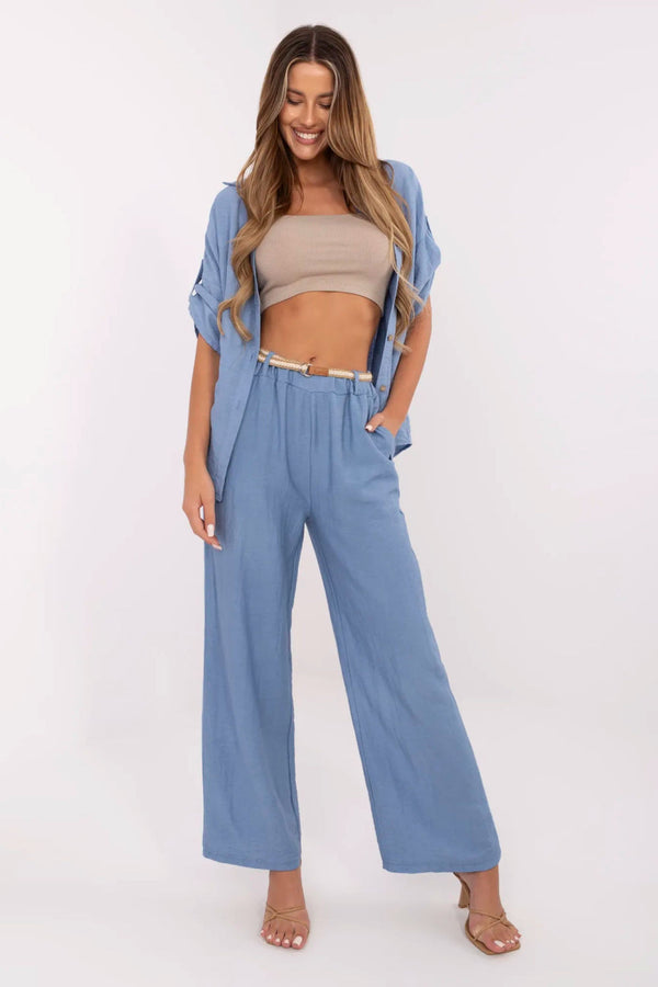 Chaussures à talons femme Italy Moda Pantalon Pantalon — bleu