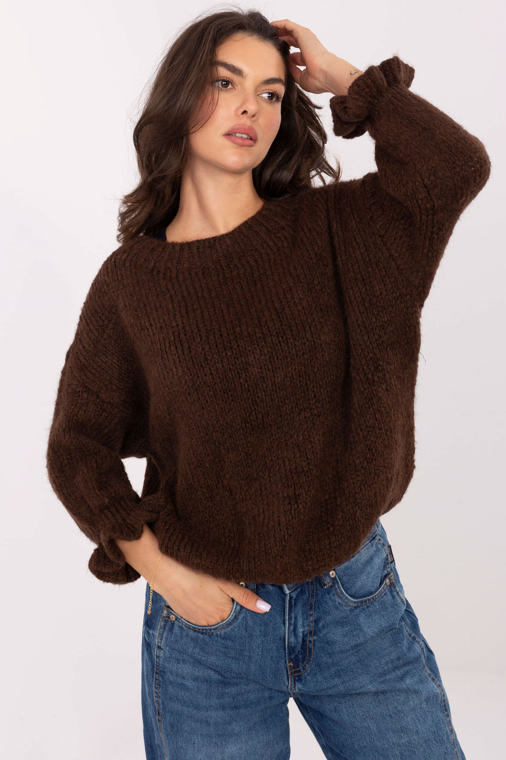Pull femme Italy Moda Chandail Chandail — brun