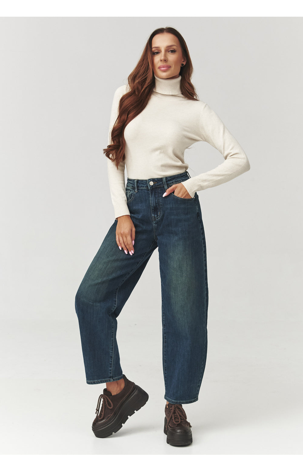 Pull femme Makadamia Col Roulé Col — beige
