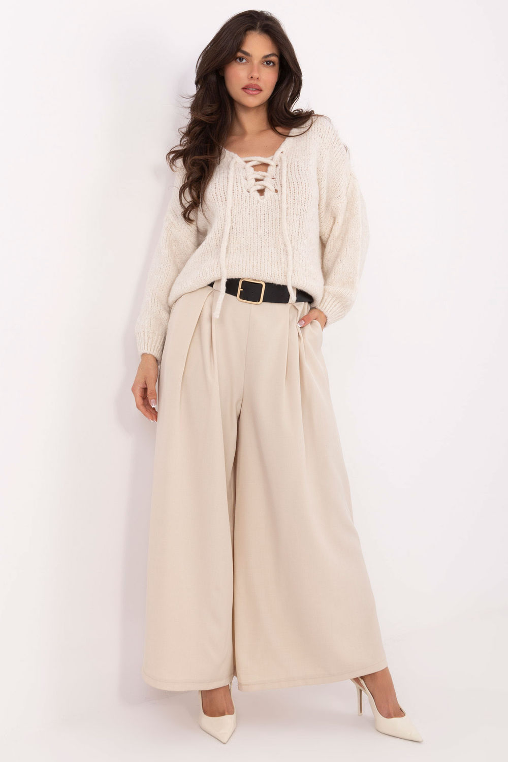 Chaussures à talons femme Italy Moda Pantalon Pantalon — beige