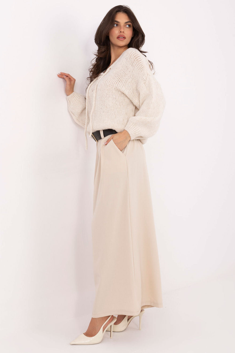 Chaussures à talons femme Italy Moda Pantalon Pantalon — beige
