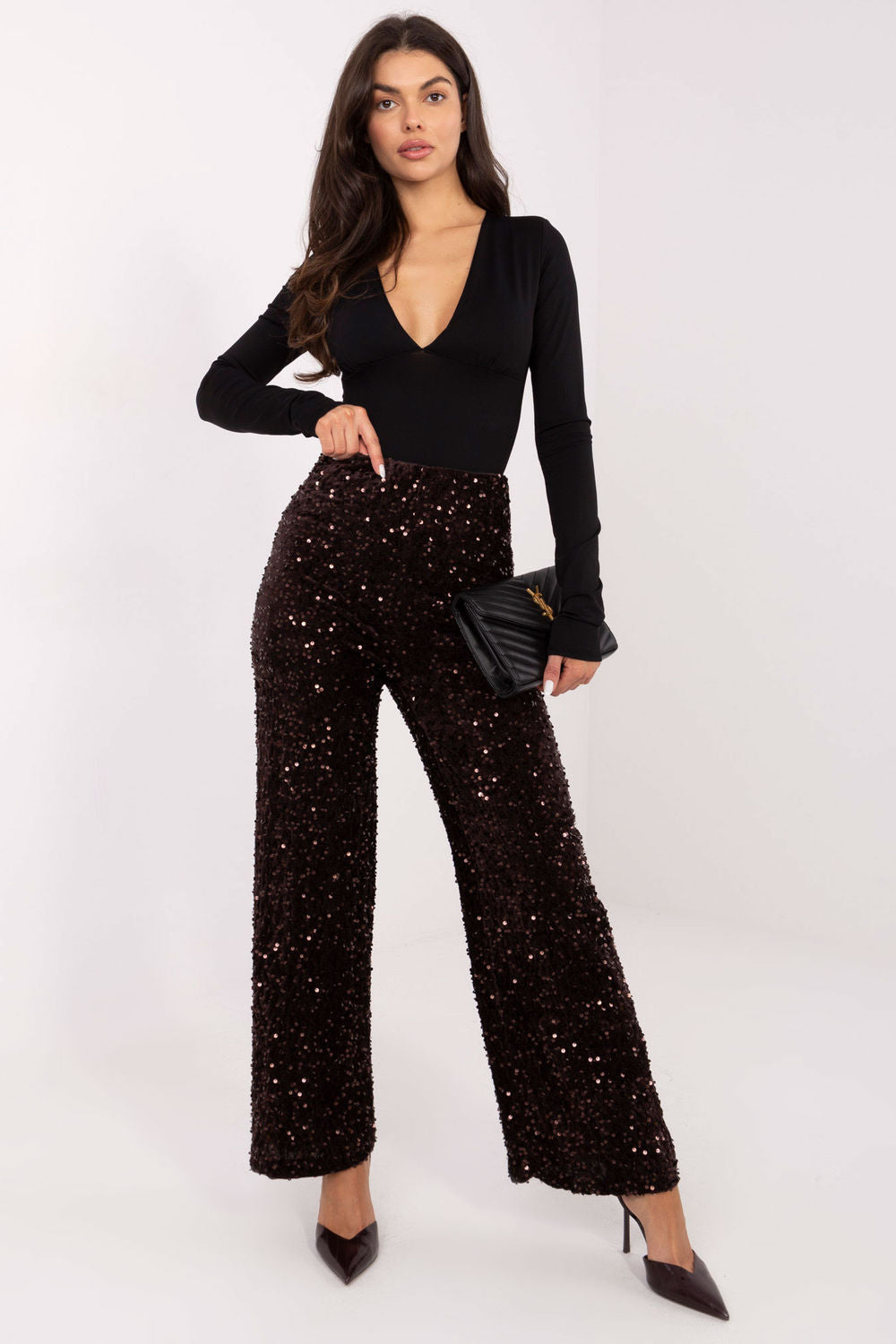 Chaussures à talons femme Italy Moda Pantalon Pantalon — brun
