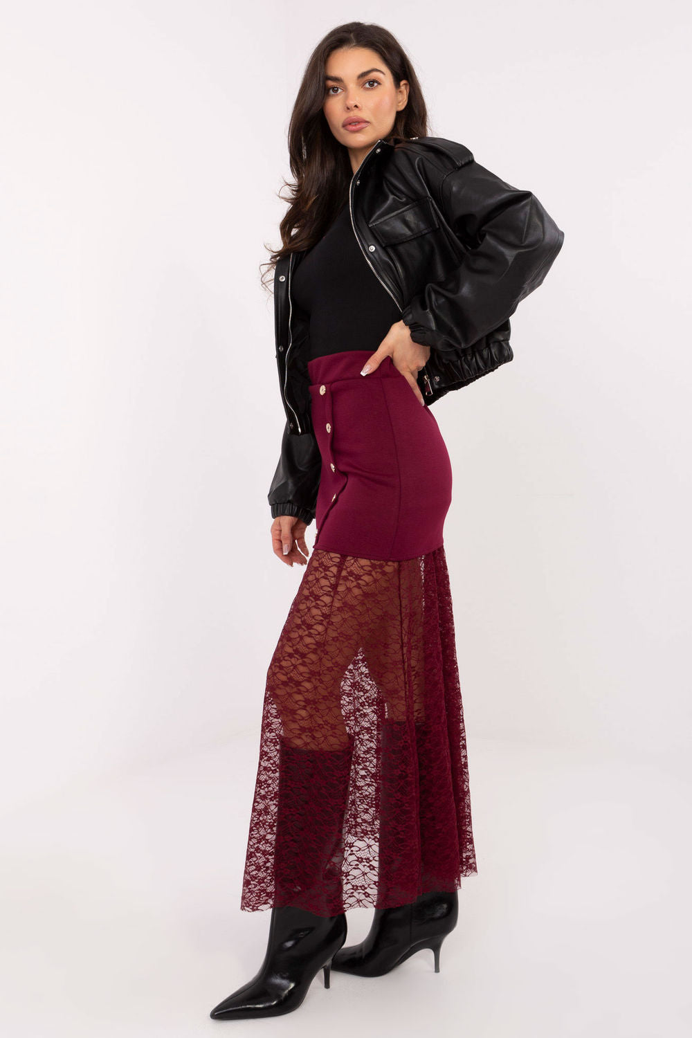 Jupe femme Italy Moda En Dentelle En — rouge