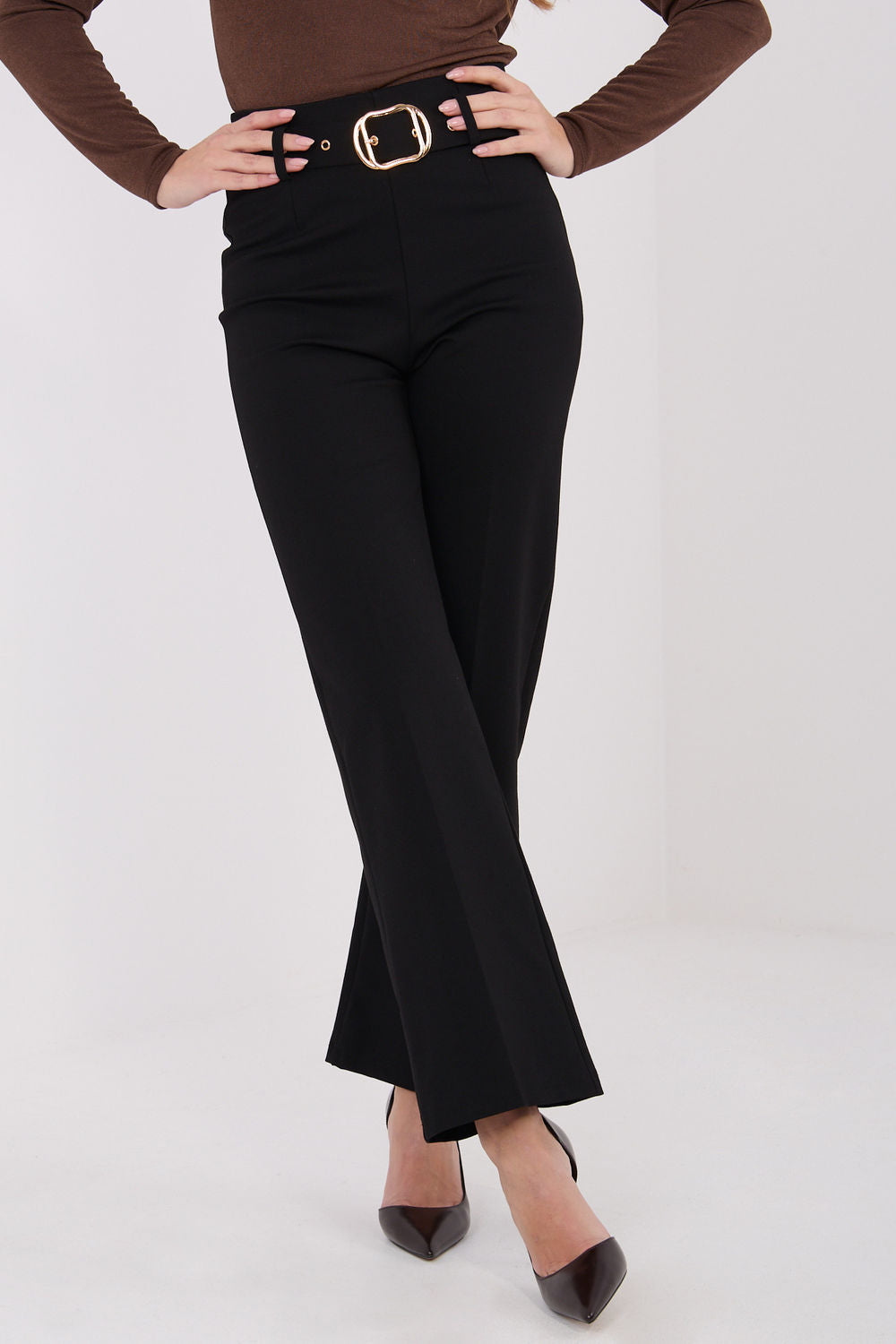 Chaussures à talons femme Italy Moda Pantalon Pantalon — noir