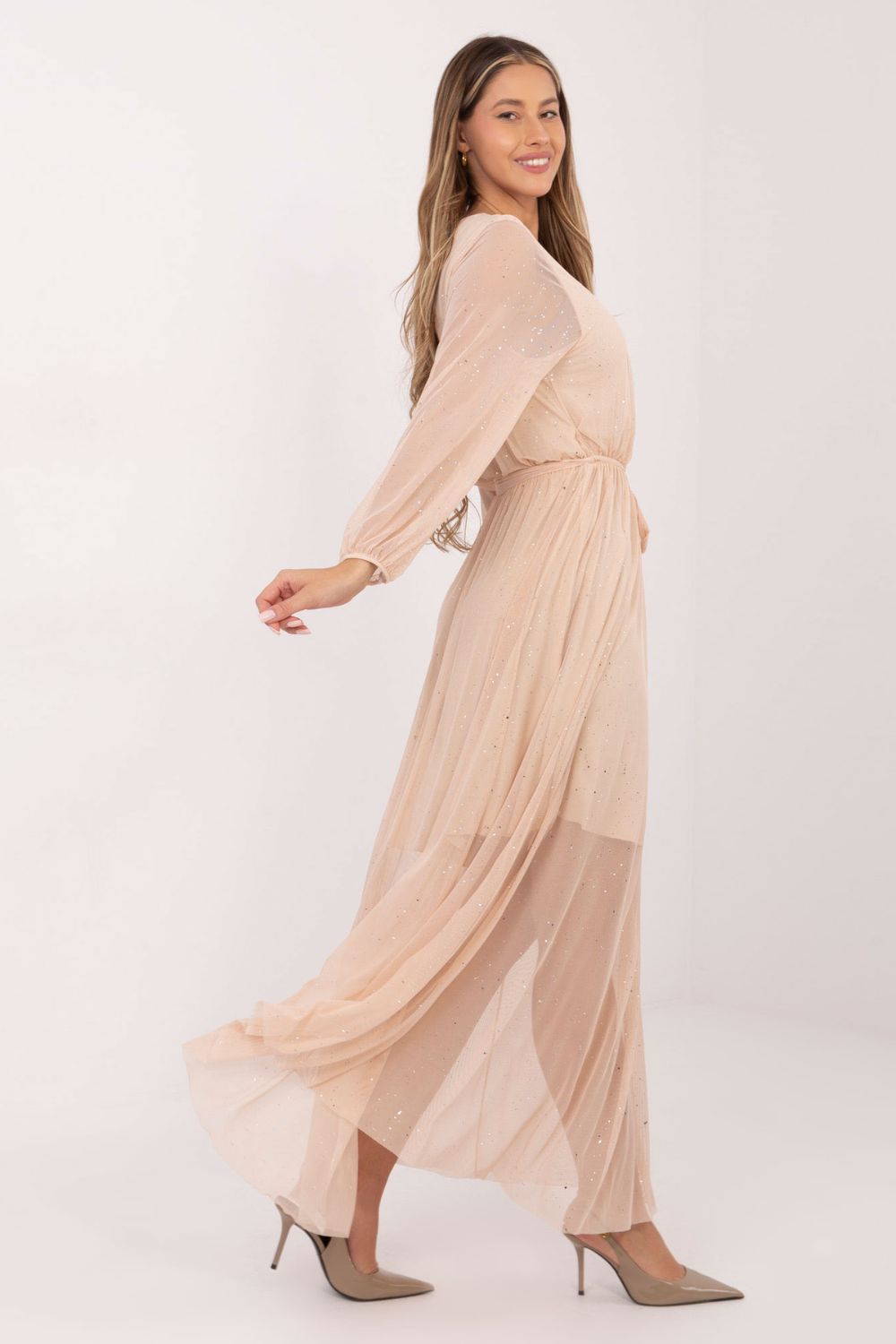 Robe femme Italy Moda Longue Longue — beige