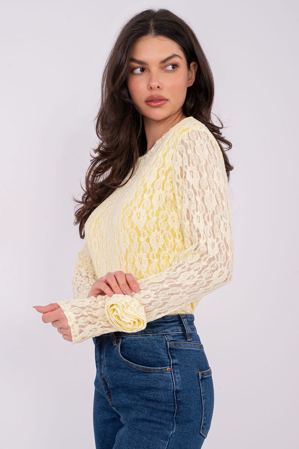 Blouse femme Italy Moda En Dentelle En — jaune