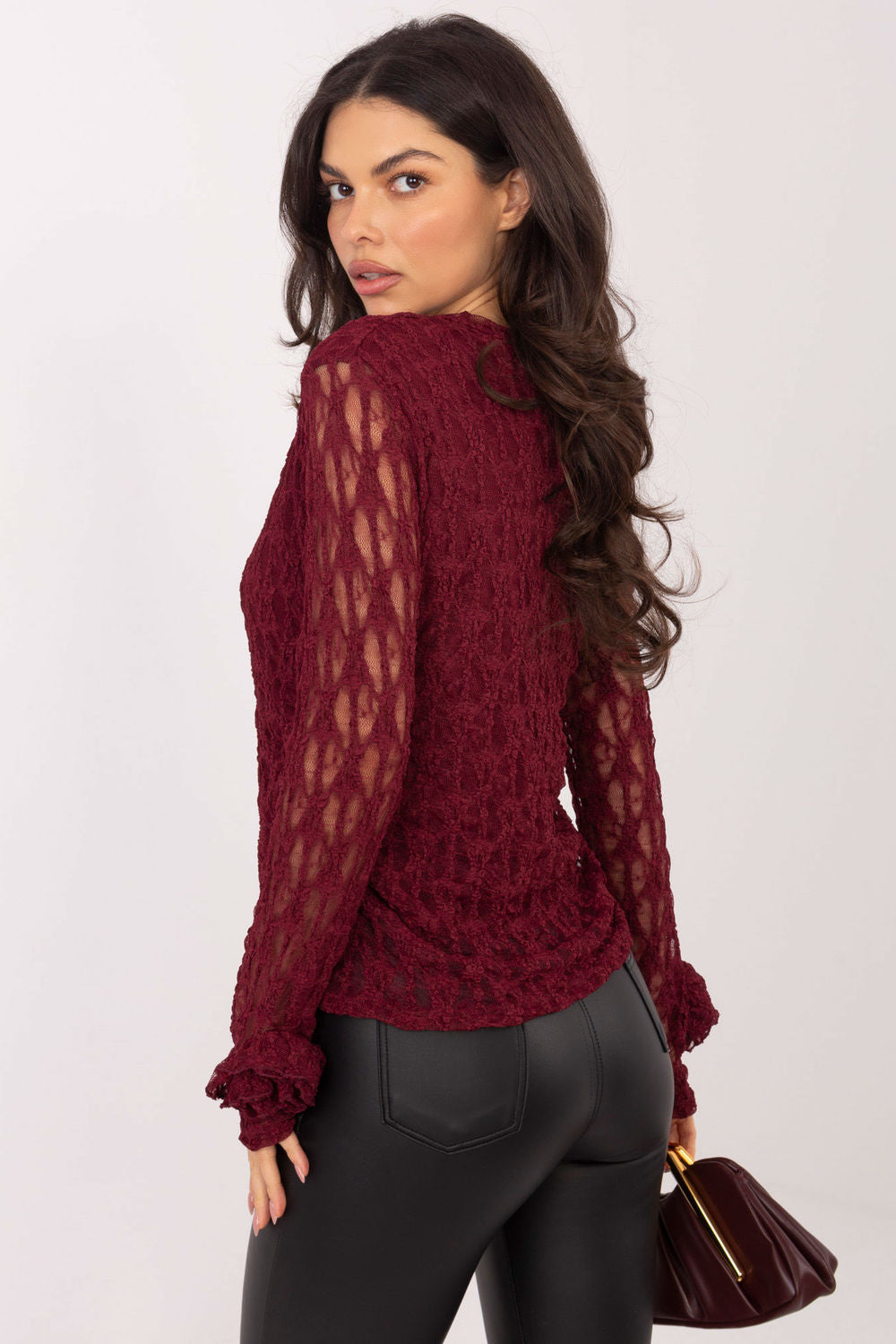 Blouse femme Italy Moda En Dentelle En — rouge