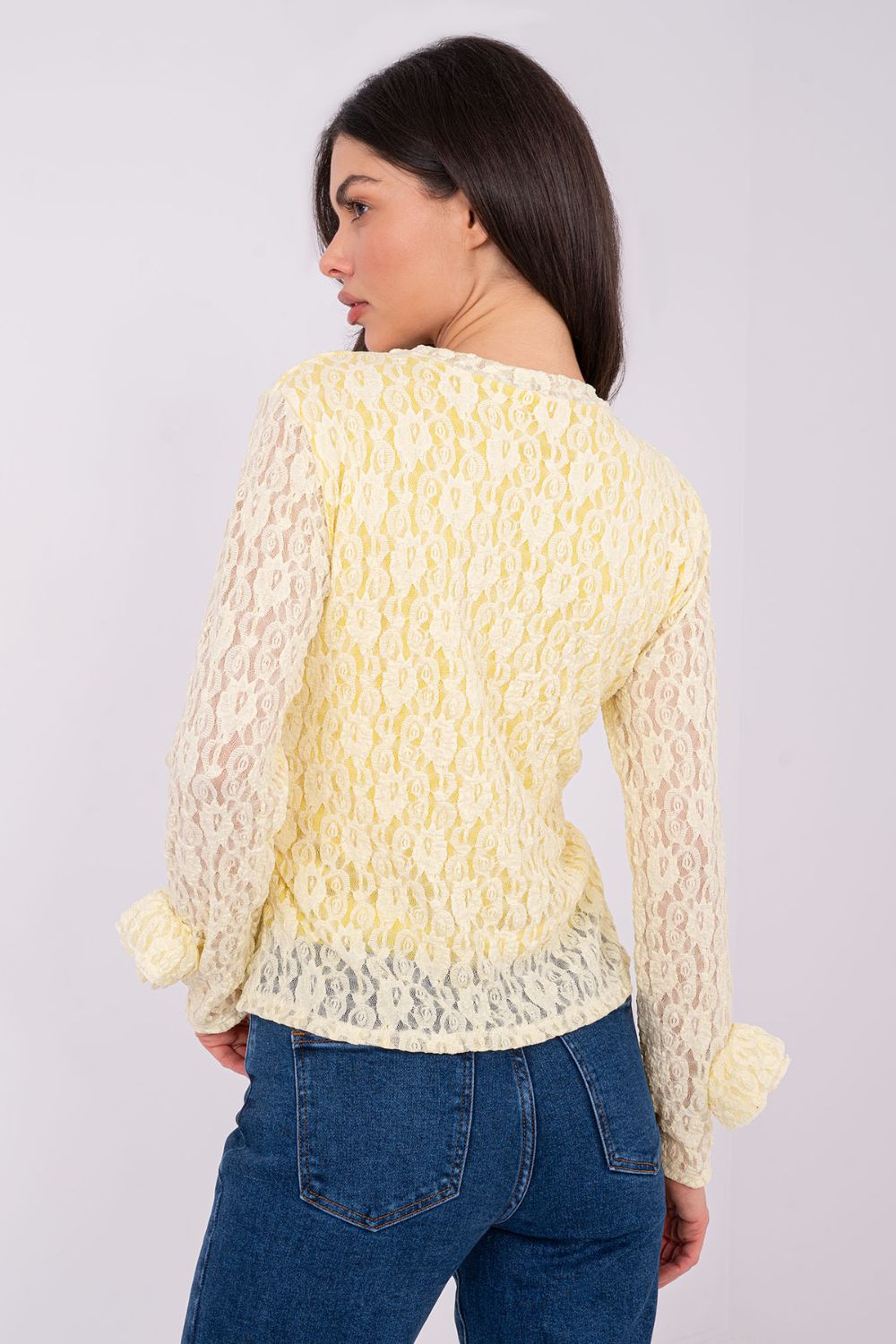 Blouse femme Italy Moda En Dentelle En — jaune