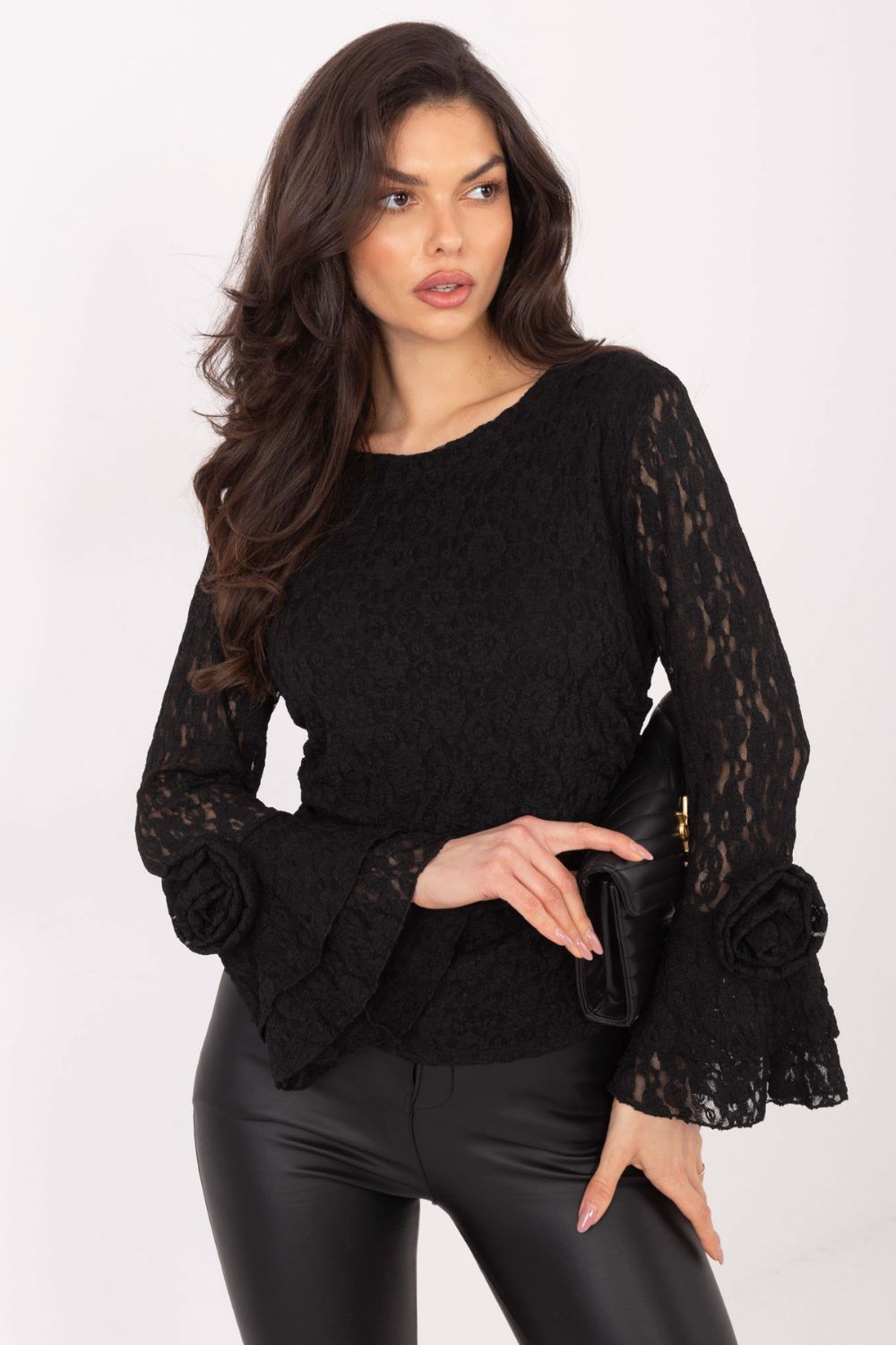 Blouse femme Italy Moda En Dentelle En — noir