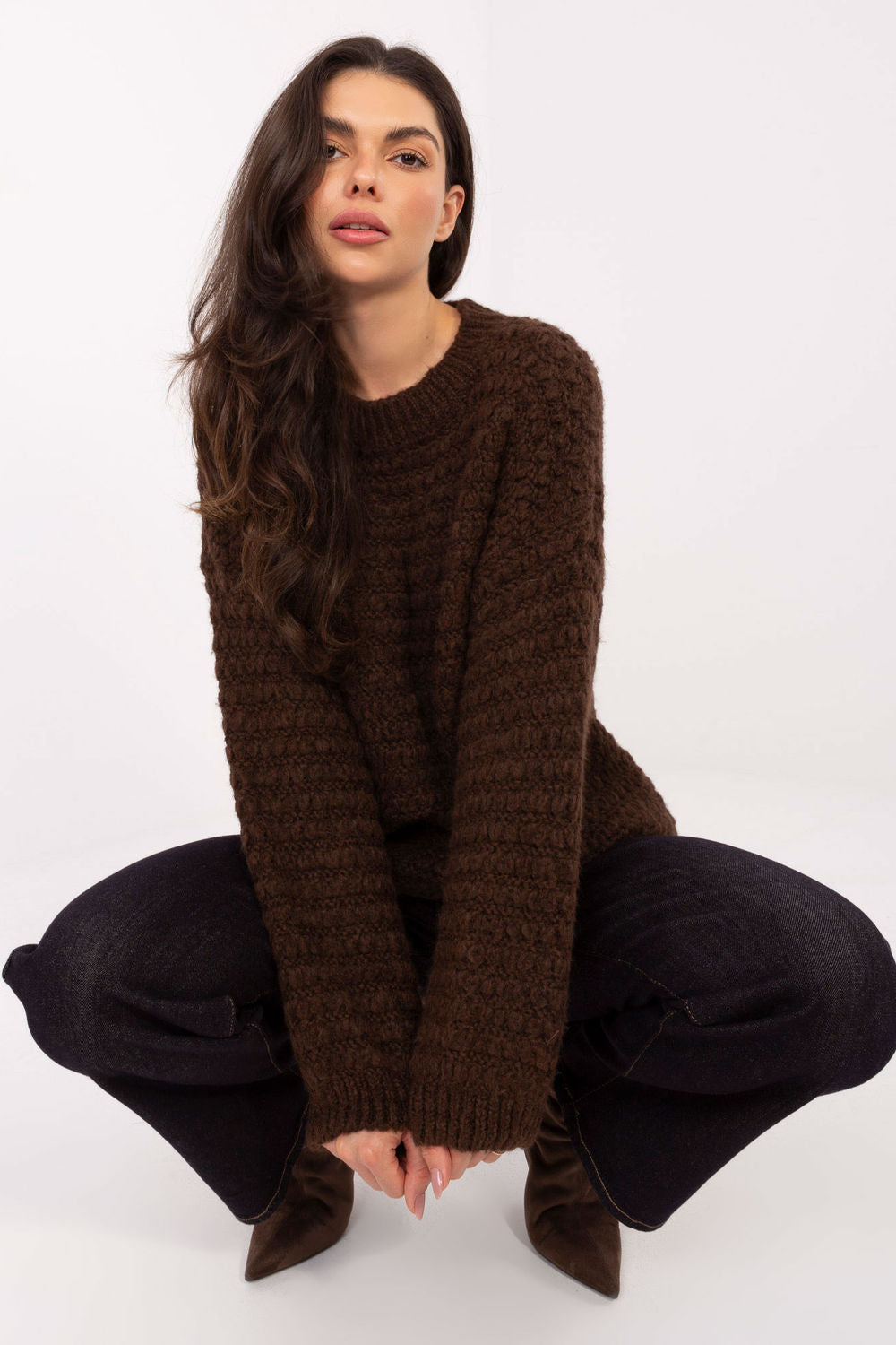 Pull femme Italy Moda Chandail Chandail — brun