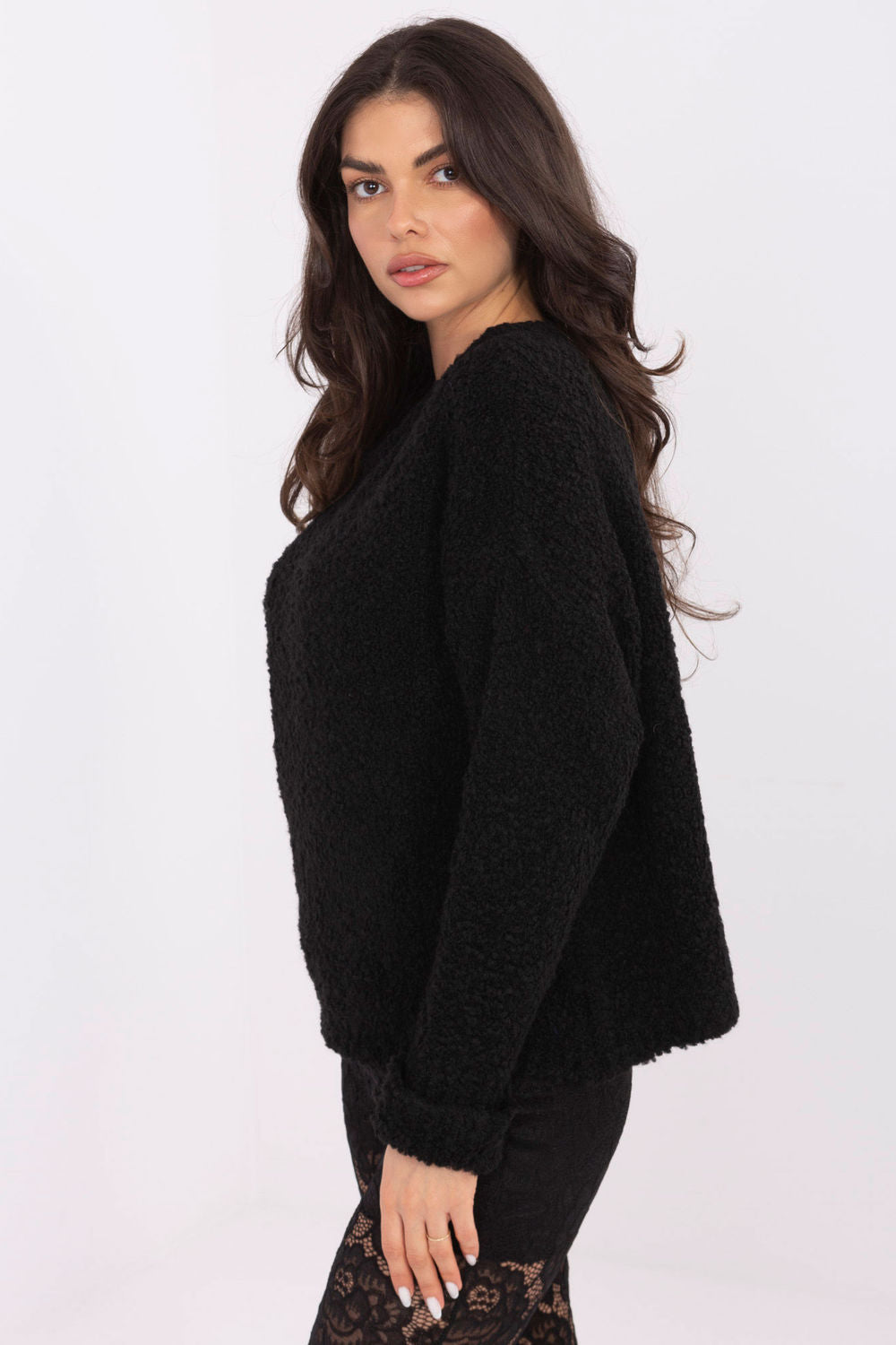 Pull femme Italy Moda Chandail Chandail — noir