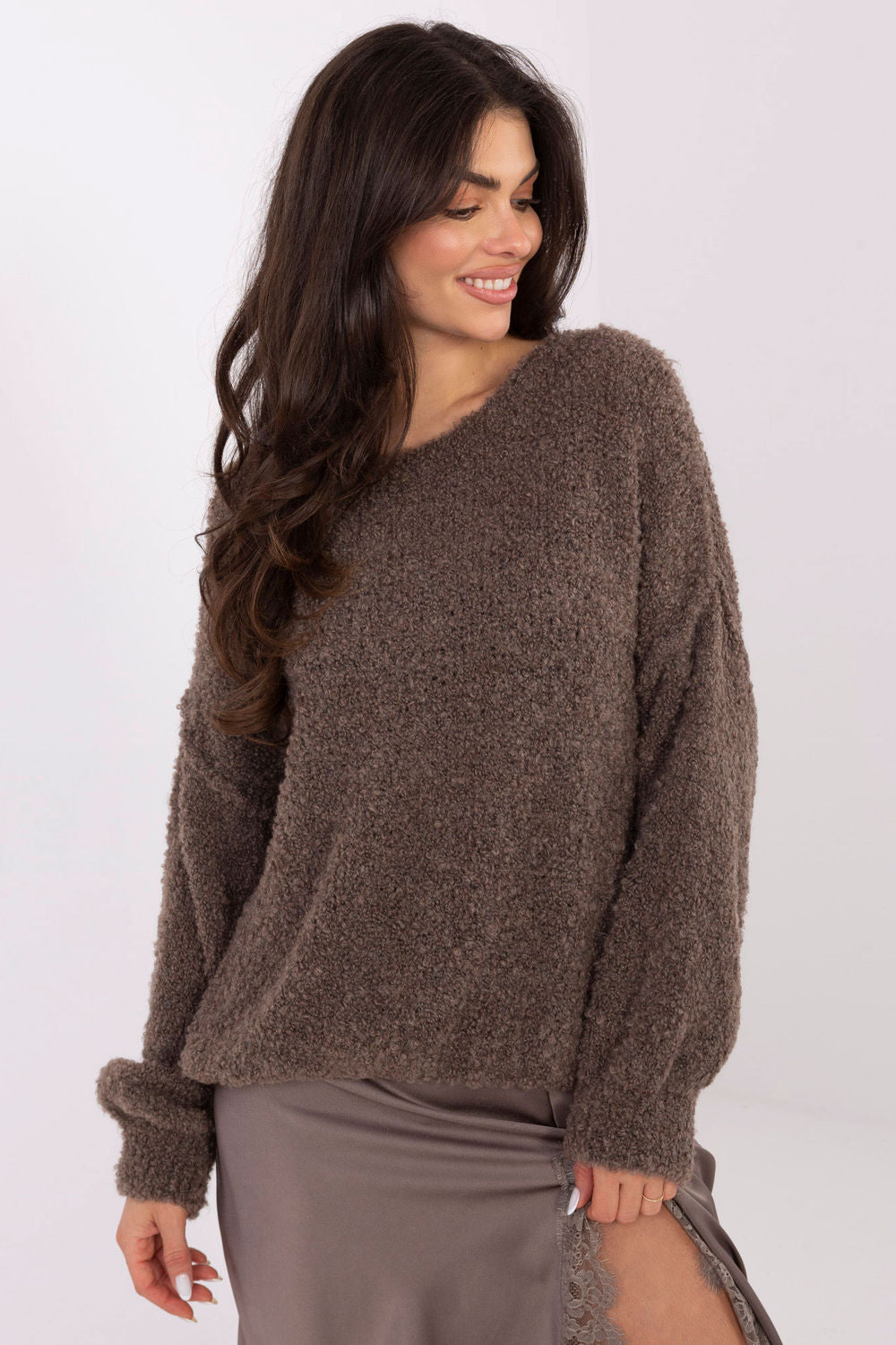 Pull femme Italy Moda Chandail Chandail — brun