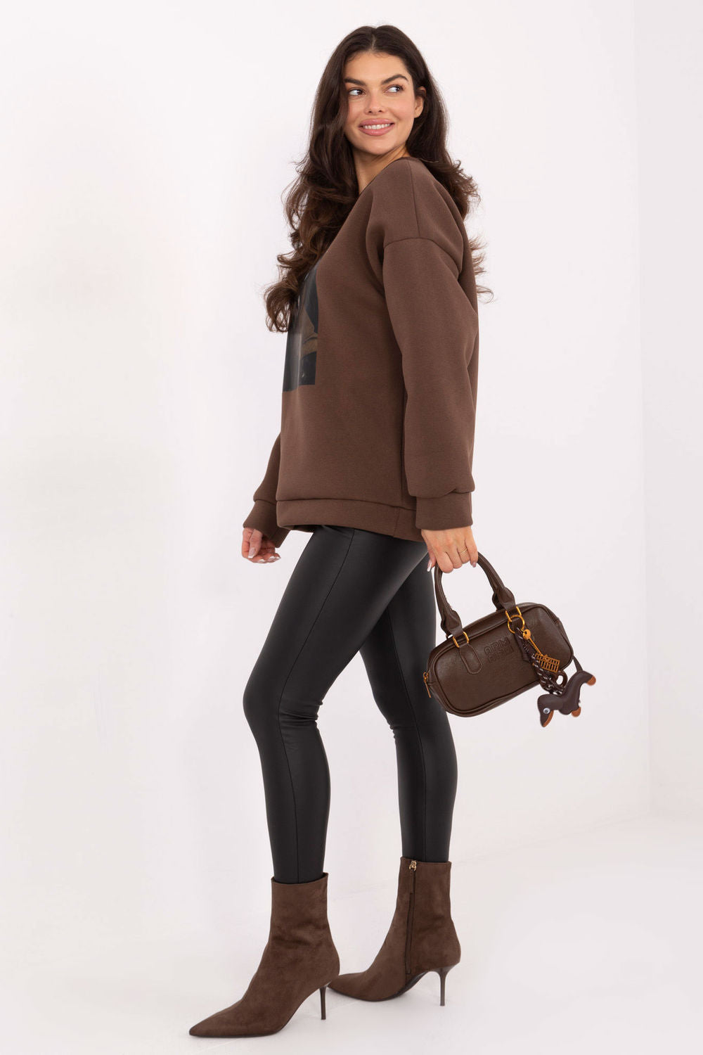 T-shirt femme Italy Moda Sweatshirt Sweatshirt — brun