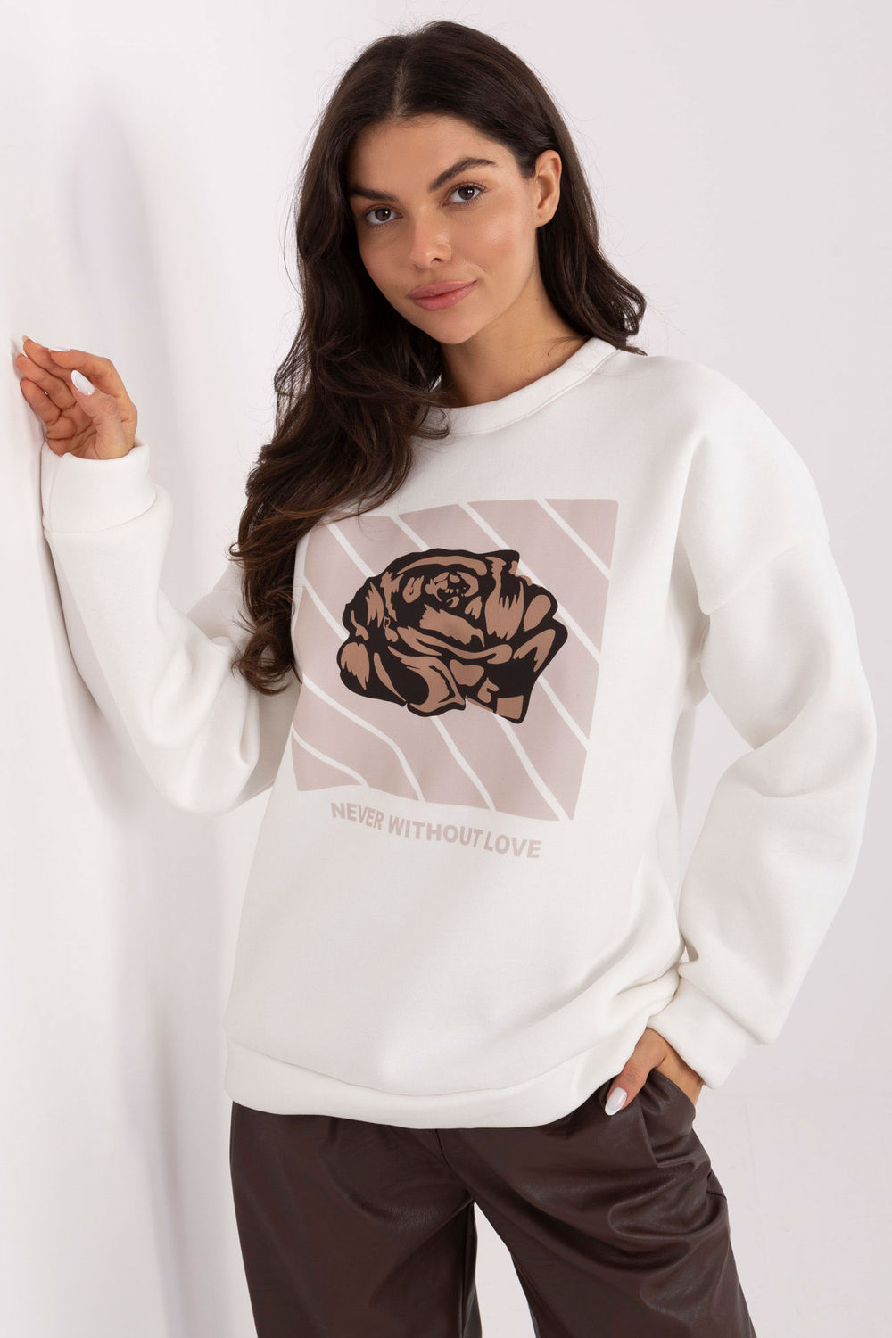 T-shirt femme Italy Moda Sweatshirt Sweatshirt — beige