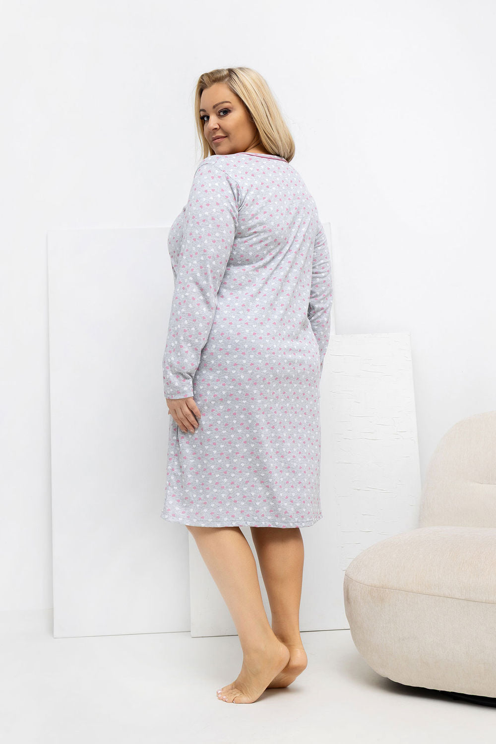 Chemise de nuit Plus Size femme Forever Pink — gris