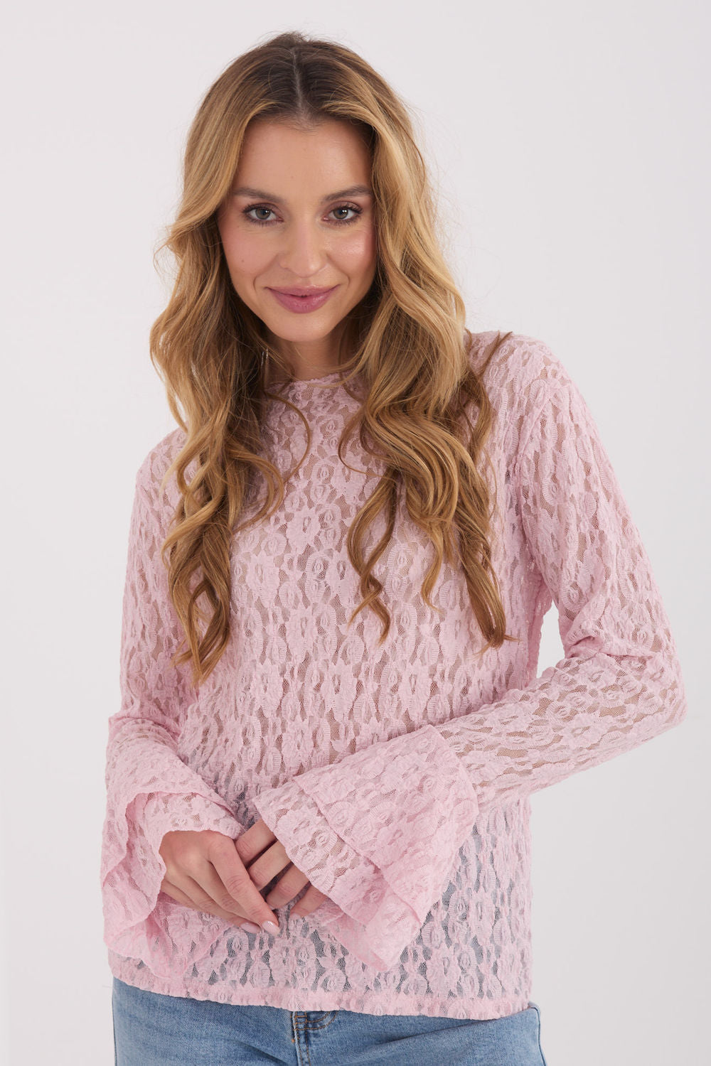 Blouse femme Italy Moda En Dentelle En — rosé