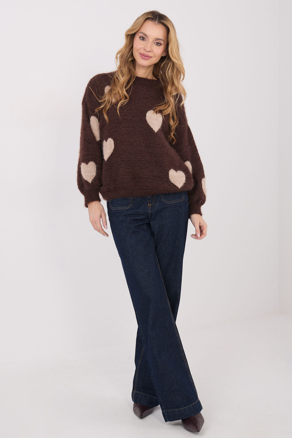 Pull femme Italy Moda Chandail Chandail — brun