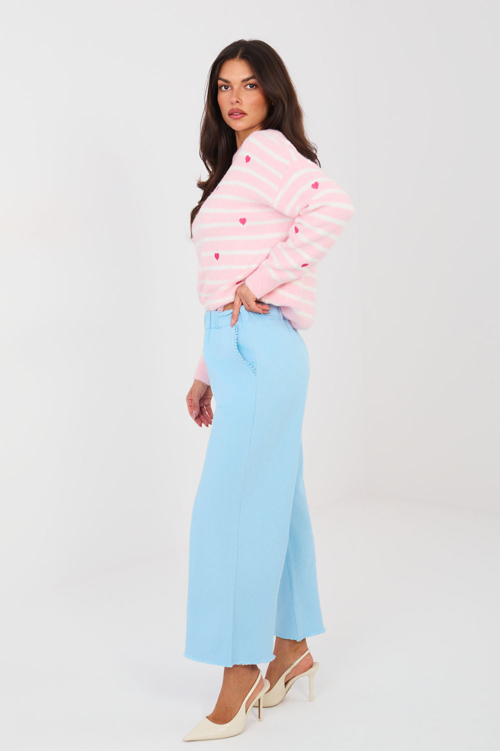 Chaussures à talons femme Italy Moda Pantalon Pantalon — bleu