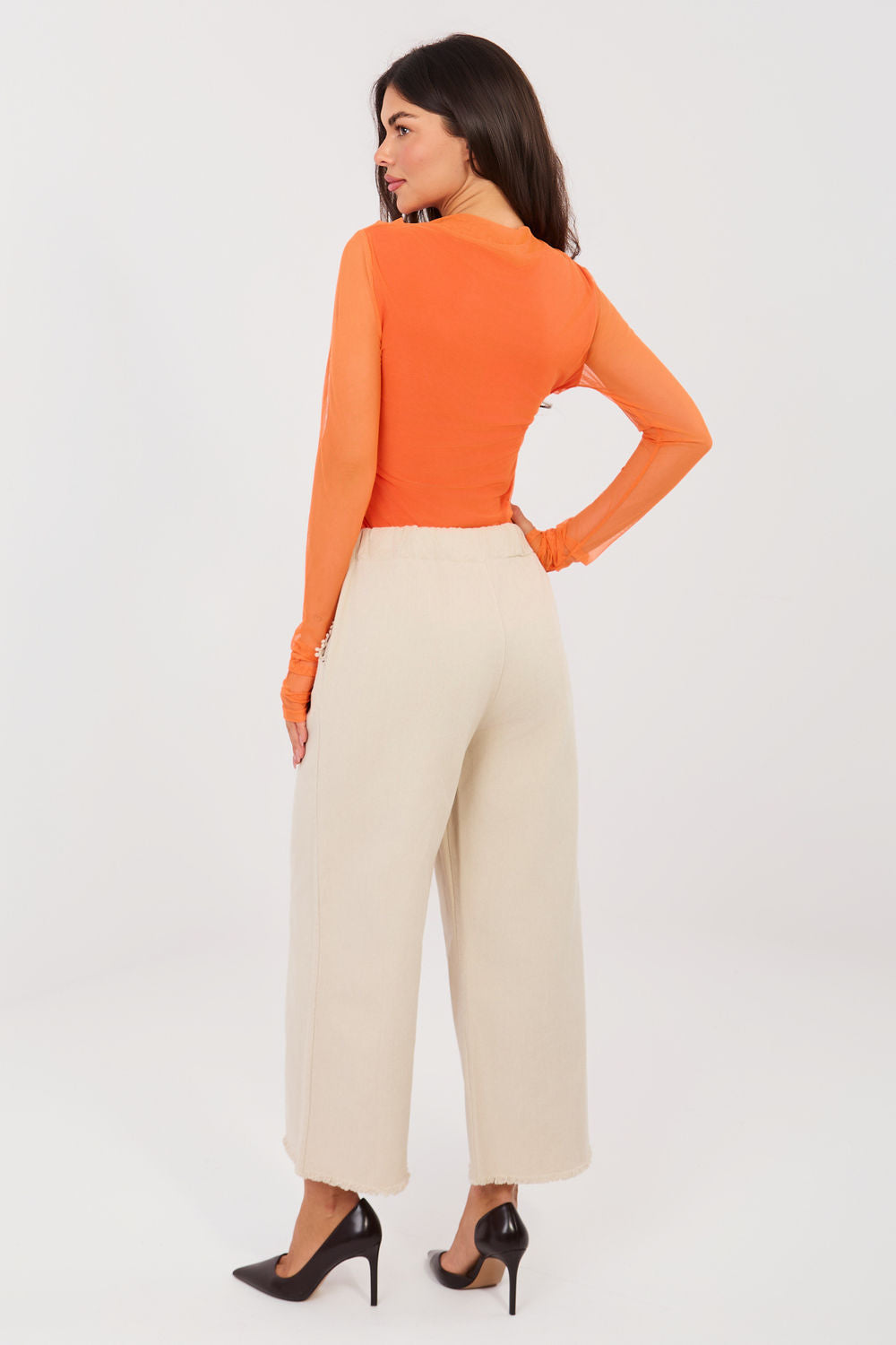 Chaussures à talons femme Italy Moda Pantalon Pantalon — beige
