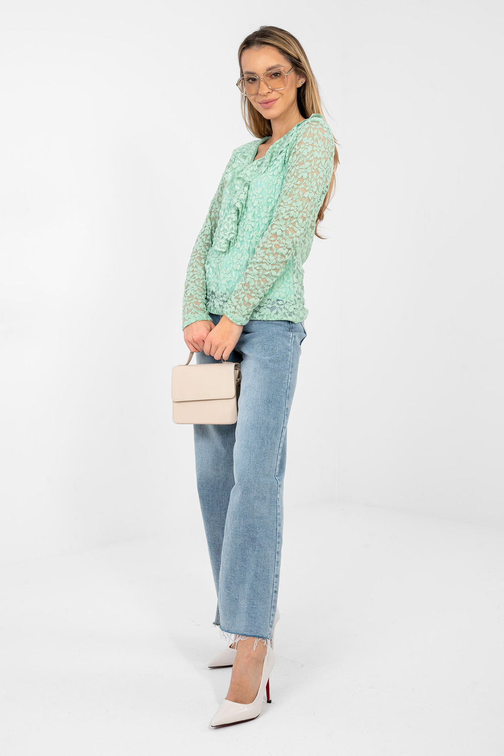 Blouse femme Rue Paris En Dentelle En — vert