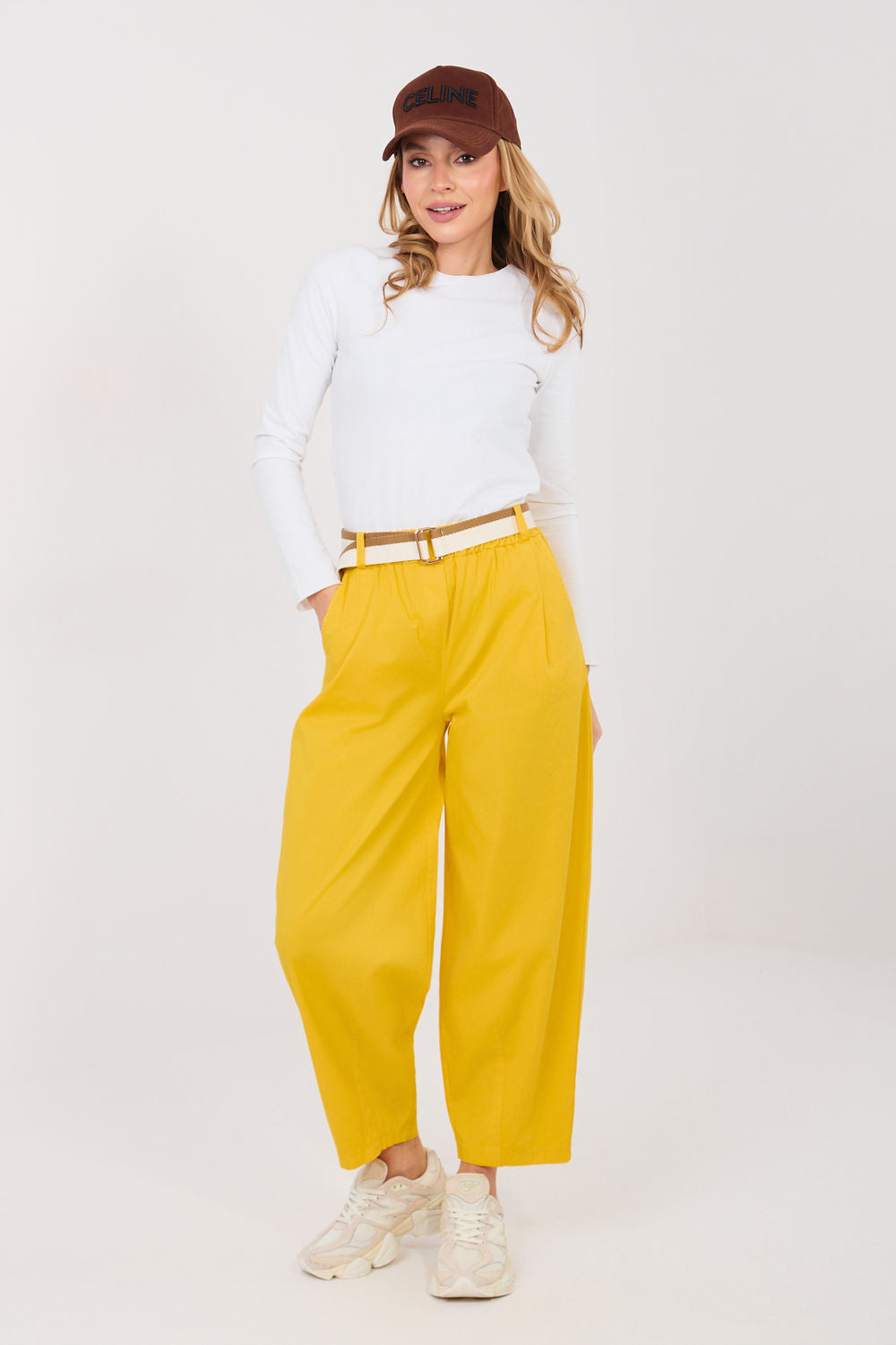 Chaussures à talons femme Italy Moda Pantalon Pantalon — jaune
